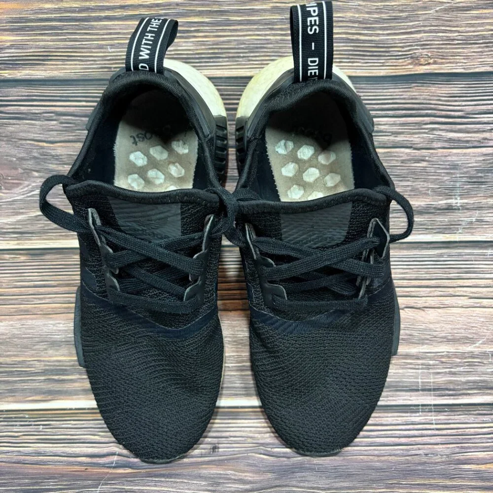 Adidas NMD R1 Black Gold Metallic Women's Athletic Training Shoes Size 8‎